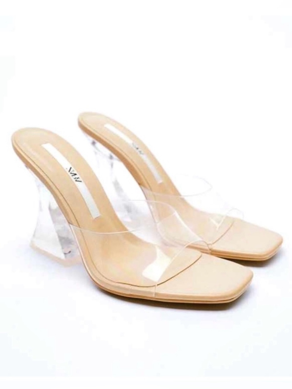 ZARA Women’s methacrylate and vinyl clear heeled sandals🤍🤍 - Picture 2 of 9